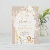Boho Woodland Animals Baby shower Invitation Kaart (Staand voorkant)