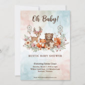 Boho Woodland Animals Baby Shower Invitation Kaart (Voorkant)