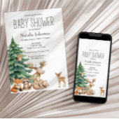 Boho Woodland Animals Baby shower Invitation Kaart