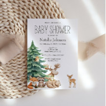 Boho Woodland Animals Baby shower Invitation
