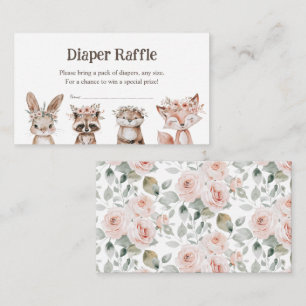 Boho Woodland Animals Baby shower Luier Raffle Informatiekaartje