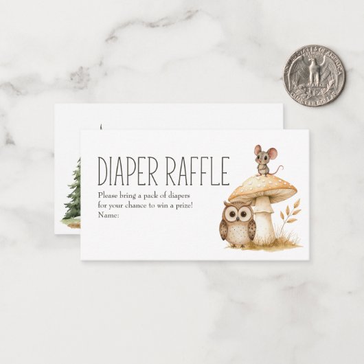 Boho Woodland Animals Baby shower Luier Raffle Notitiekaartje (Voorkant / Achterkant in situ)