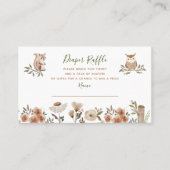 Boho Woodland Animals Baby shower Luier Raffle Visitekaartje (Voorkant)