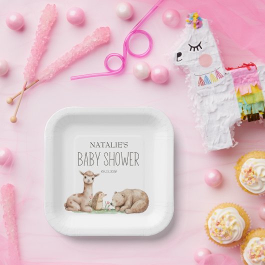 Boho Woodland Animals Baby shower Papieren Bordje (Feest)