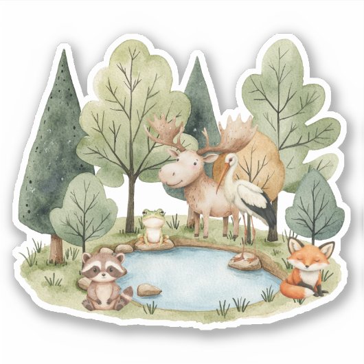 Boho Woodland Animals Baby shower Sticker (Voorkant)