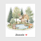 Boho Woodland Animals Baby shower Sticker (Vel)