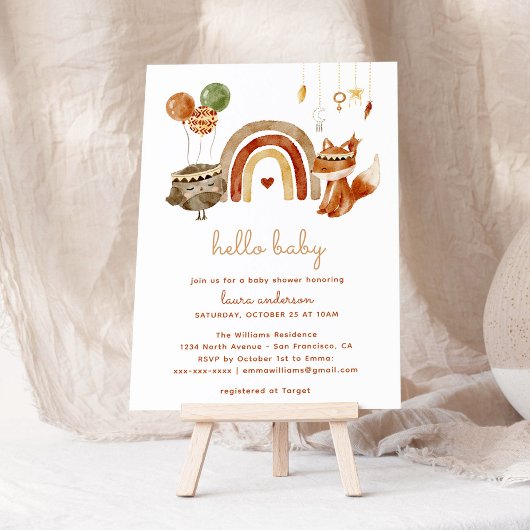 Boho Woodland Animals Baby shower Welkom Poster
