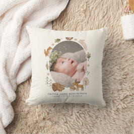Boho Woodland Animals Baby Stats Foto Kussen