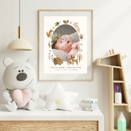 Boho Woodland Animals Baby Stats Fotokwekerij Kuns Poster