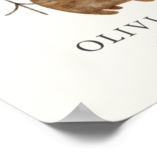 Boho Woodland Animals Baby Stats Fotokwekerij Kuns Poster (Hoek)