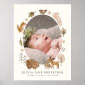 Boho Woodland Animals Baby Stats Fotokwekerij Kuns Poster (Voorkant)