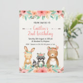 Boho Woodland Animals Birthday Invitation Kaart (Staand voorkant)