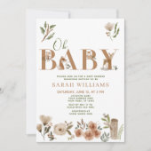 Boho Woodland Animals Brown Oh Baby shower Kaart (Voorkant)