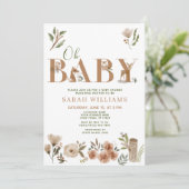 Boho Woodland Animals Brown Oh Baby shower Kaart (Staand voorkant)