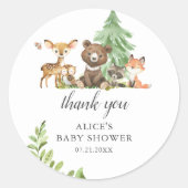 Boho Woodland Animals Dank u Baby shower Ronde Sticker (Voorkant)