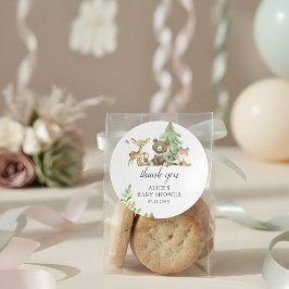 Boho Woodland Animals Dank u Baby shower Ronde Sticker