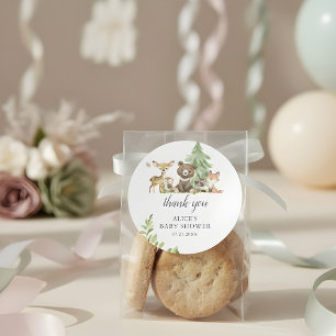 Boho Woodland Animals Dank u Baby shower Ronde Sticker