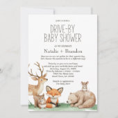 Boho Woodland Animals Drive-By Baby shower Kaart (Voorkant)