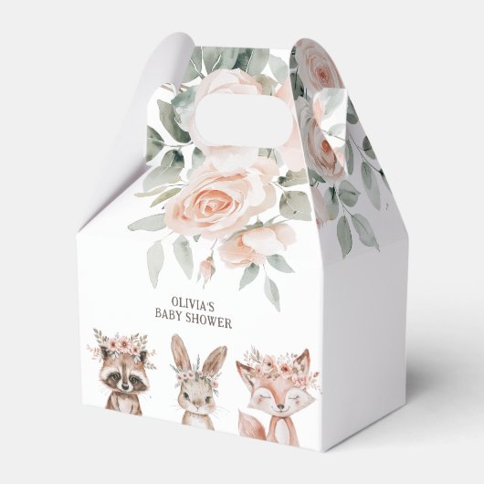 Boho Woodland Animals & Floral Baby shower Bedankdoosjes (Achterkant)