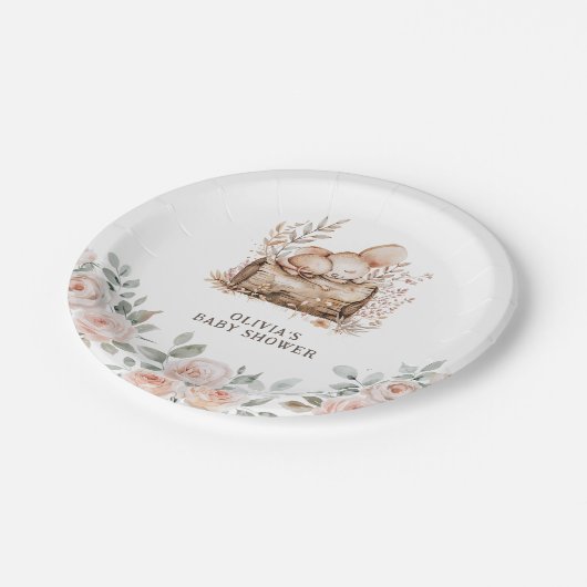 Boho Woodland Animals & Floral Baby shower Papieren Bordje (Gekanteld)