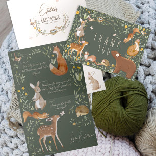 Boho Woodland Animals Forest Friends Baby shower Bedankkaart