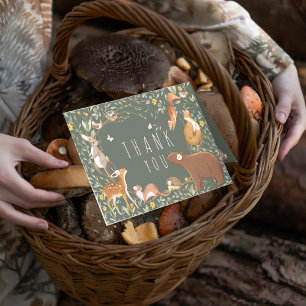 Boho Woodland Animals Forest Friends Baby shower Bedankkaart