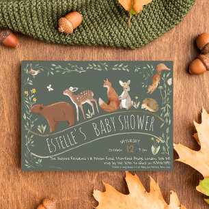 Boho Woodland Animals Forest Friends Baby shower Kaart