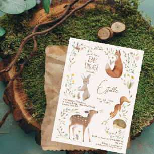 Boho Woodland Animals Forest Friends Baby shower Kaart