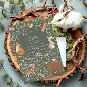 Boho Woodland Animals Forest Friends Baby shower Kaart