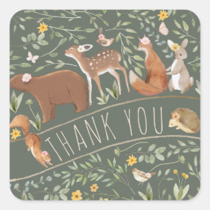 Boho Woodland Animals Forest Friends Baby shower Vierkante Sticker