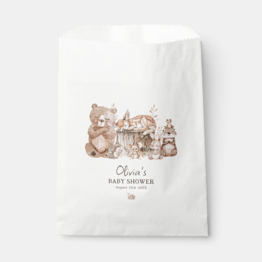 Boho Woodland Animals Genderneutraal Baby shower Bedankzakje (Voorkant)