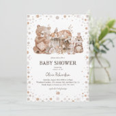 Boho Woodland Animals Genderneutraal Baby shower Kaart (Staand voorkant)