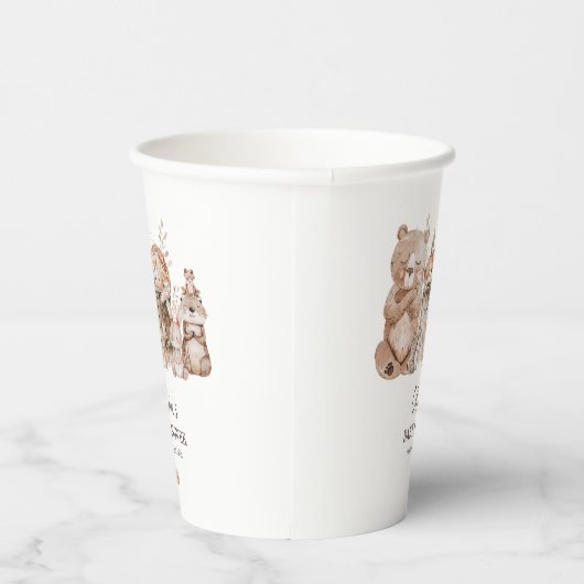 Boho Woodland Animals Genderneutraal Baby shower Papieren Bekers (Rechts)