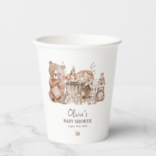 Boho Woodland Animals Genderneutraal Baby shower Papieren Bekers (Voorkant)