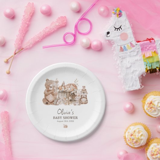 Boho Woodland Animals Genderneutraal Baby shower Papieren Bordje (Feest)