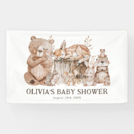 Boho Woodland Animals Genderneutraal Baby shower Spandoek