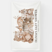Boho Woodland Animals Genderneutraal Baby shower Spandoek (Verticaal)