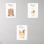 Boho Woodland Animals Gepersonaliseerde Baby kweke Muurkunst Sets (Voorkant)