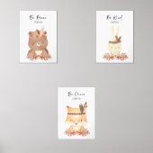 Boho Woodland Animals Gepersonaliseerde Baby kweke Muurkunst Sets (Voorkant)