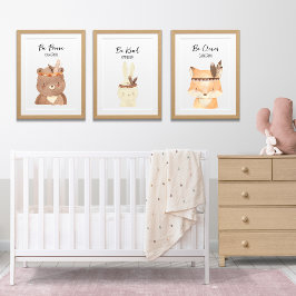 Boho Woodland Animals Gepersonaliseerde Baby kweke Muurkunst Sets