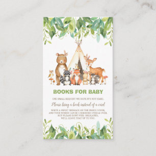 Boho Woodland Animals Green Forest Breng een boek Informatiekaartje