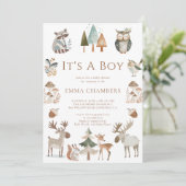 Boho Woodland Animals Het is een Baby shower Kaart (Staand voorkant)