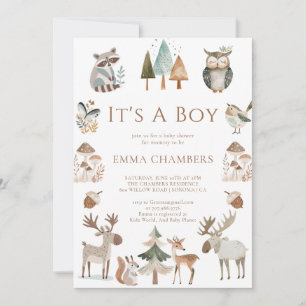 Boho Woodland Animals Het is een Baby shower Kaart