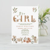 Boho Woodland Animals Het is een meisje Baby showe Kaart (Staand voorkant)