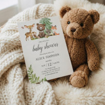 Boho Woodland Animals laat Baby shower uitnodigen