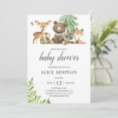 Boho Woodland Animals laat Baby shower uitnodigen Kaart (Staand voorkant)