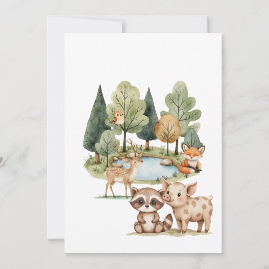 Boho Woodland Animals Meisje Baby shower Kaart (Achterkant)