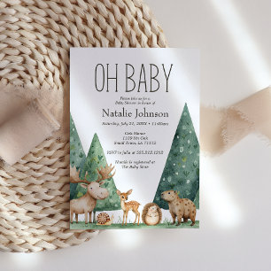 Boho Woodland Animals Oh Baby shower Kaart