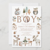Boho Woodland Animals Oh Boy Baby shower Kaart (Voorkant)
