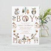 Boho Woodland Animals Oh Boy Baby shower Kaart (Staand voorkant)